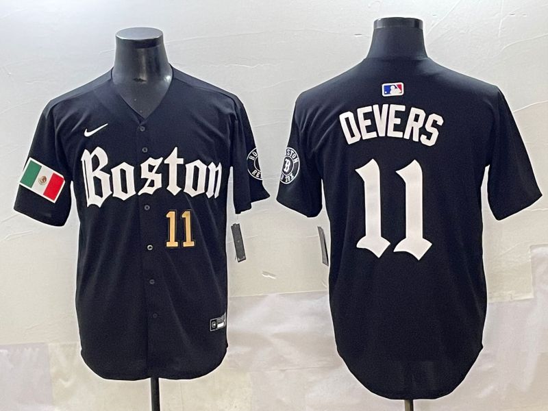 Men 2025 Boston Red Sox #11 Devers Black Five generations Joint Name Nike MLB Jersey style 4->boston red sox->MLB Jersey